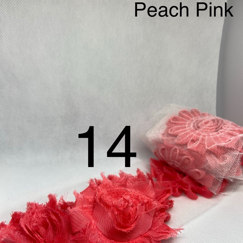 Lot of 14 Peach Pink shabby flowers headbands NEW